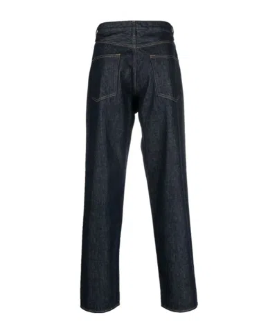 Auralee Indigo Hard Twist Denim Wide Jeans In Blue