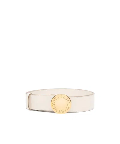 Stella Mccartney Logo Plaque Buckle Belt In Neutral