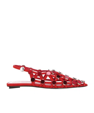 Attico Pointed Flat Sandals In Red