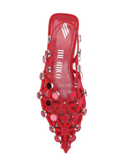 Attico Pointed Flat Sandals In Red