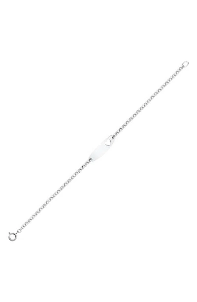 Mignonette Cutout Identity Tag Sterling Silver Bracelet In Metallic