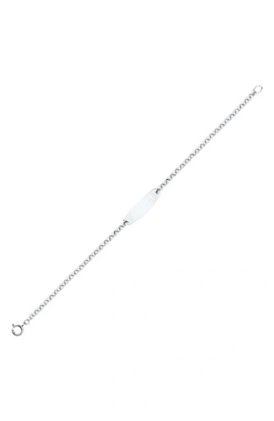 Mignonette Cutout Identity Tag Sterling Silver Bracelet In Metallic