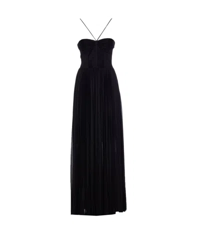 Pinko Cross Shoulder Strap Pleated Maxi Dress