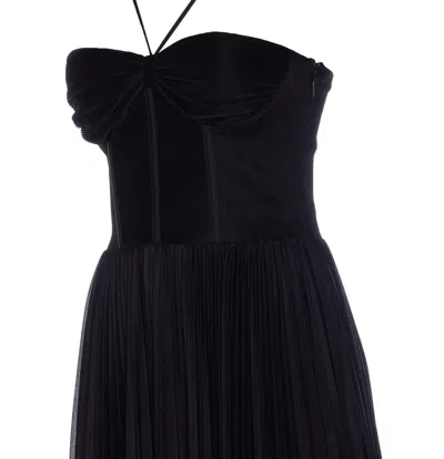 Pinko Cross Shoulder Strap Pleated Maxi Dress