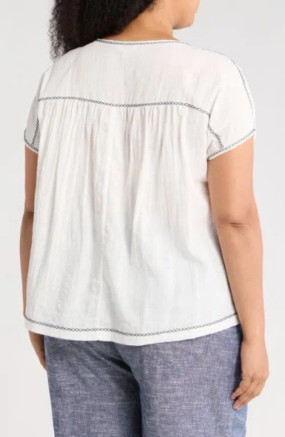 Max Studio Short Sleeve Embroidered Top