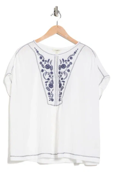 Max Studio Short Sleeve Embroidered Top