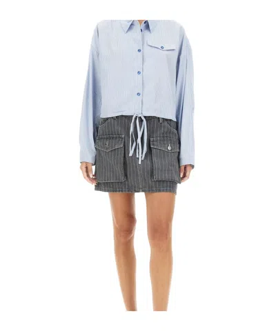 Baum Und Pferdgarten Sali Pinstripe Skirt In Blue