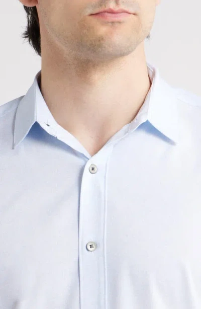 Wrk W.r.k Cross Hatch Microprint Short Sleeve Performance Button-up Shirt In Blue