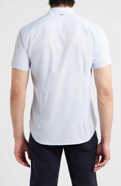 Wrk W.r.k Cross Hatch Microprint Short Sleeve Performance Button-up Shirt In Blue