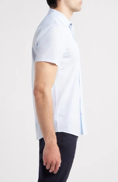 Wrk W.r.k Cross Hatch Microprint Short Sleeve Performance Button-up Shirt In Blue