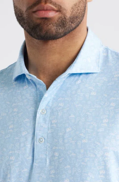 Johnnie-o Wine Mixer Libation Print Featherweight Performance Polo In Blue