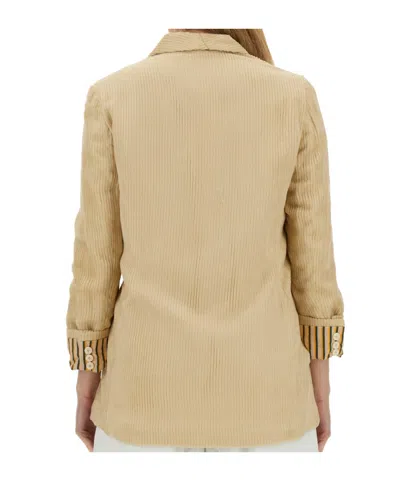 Alysi Double-breasted V-neck Blazer In Neutral