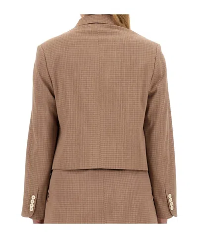 Alysi Lapel Long-sleeved Suit Jacket In Brown