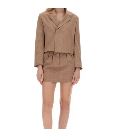 Alysi Lapel Long-sleeved Suit Jacket In Brown