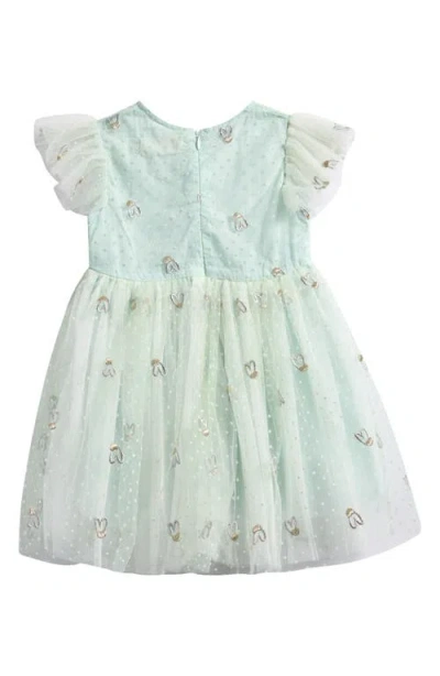 Doe A Dear Kids' Hearts Embroidered Dress In Green