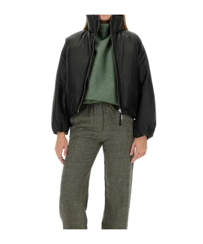 Alysi Zip-up Padded Puffer Jacket In Black