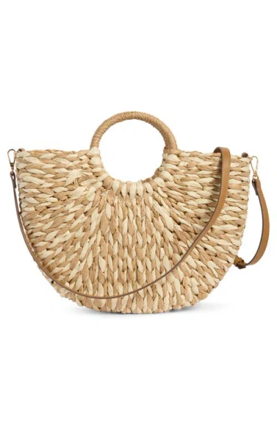 Collection Xiix Two-tone Half Moon Straw Tote