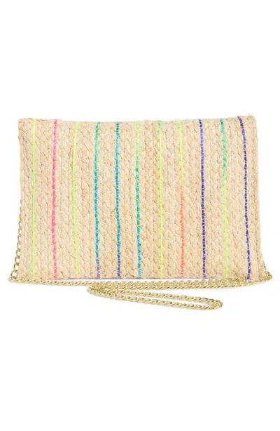 Collection Xiix Rainbow Trim Straw Clutch