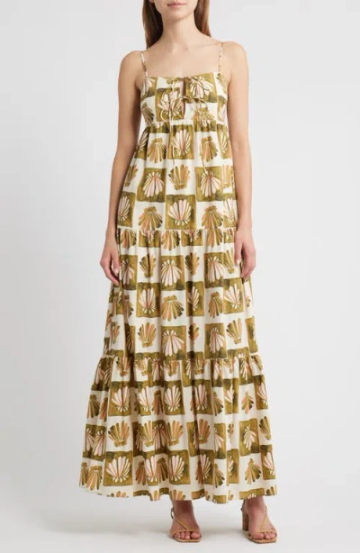 Rails Mica Print Cotton Blend Tiered Maxi Sundress In Green