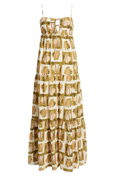 Rails Mica Print Cotton Blend Tiered Maxi Sundress In Green