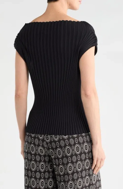T Tahari Mock Neck Sleeveless Ribbed Sweater