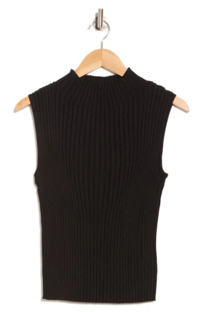 T Tahari Mock Neck Sleeveless Ribbed Sweater