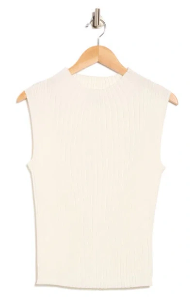 T Tahari Mock Neck Sleeveless Ribbed Sweater