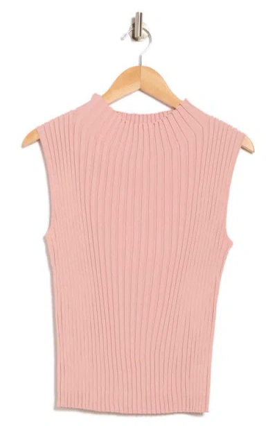 T Tahari Mock Neck Sleeveless Ribbed Sweater