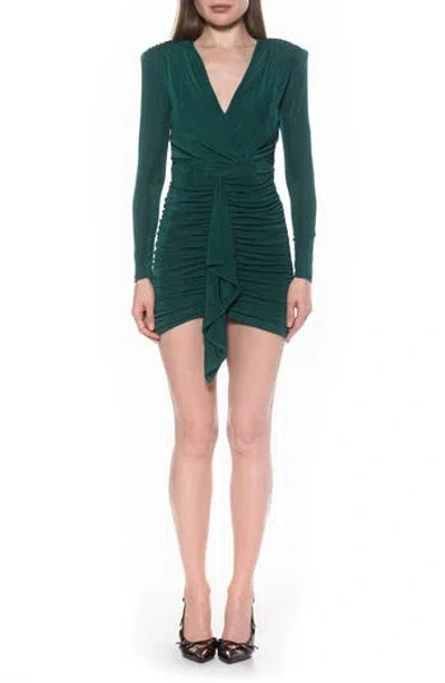 Alexia Admor Nova Long Sleeve Draped Minidress In Green