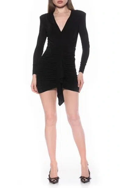 Alexia Admor Nova Long Sleeve Draped Minidress In Black
