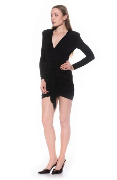 Alexia Admor Nova Long Sleeve Draped Minidress In Black