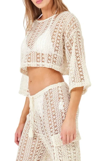 L*space Lspace Gigi Sheer Crop Cover-up Top In White