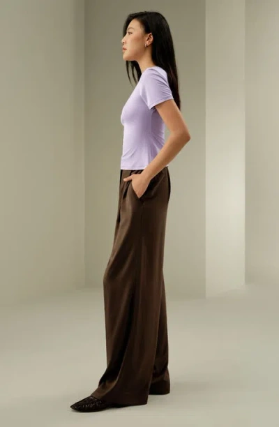 Lilysilk Slim Fitted Silk Jersey Tee In Purple