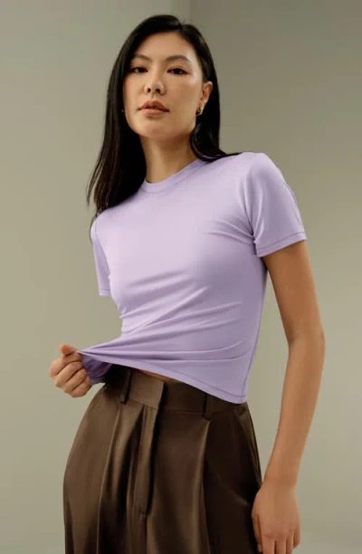 Lilysilk Slim Fitted Silk Jersey Tee In Purple