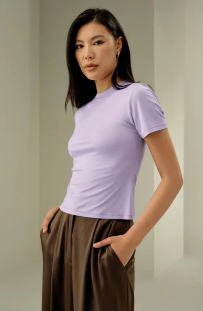 Lilysilk Slim Fitted Silk Jersey Tee In Purple
