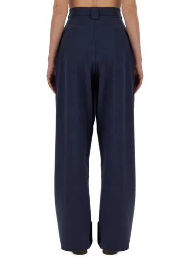 Alysi Pleated Wide-leg Trousers In Blue
