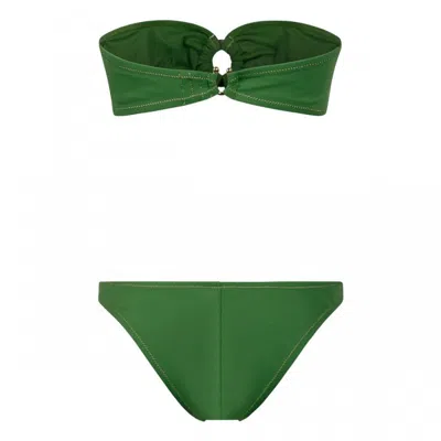 Reina Olga Strapless Bikini Set In Green