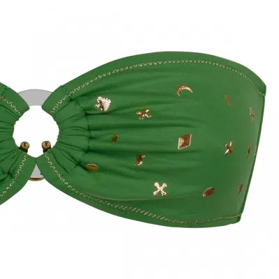 Reina Olga Strapless Bikini Set In Green