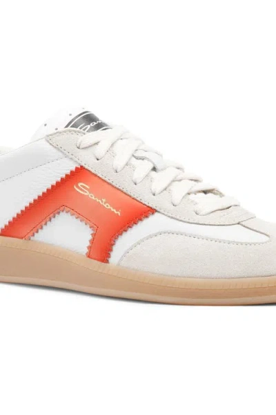 Santoni Leather And Suede Dbs Oly Sneaker