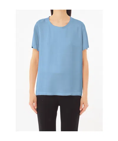 Liu •jo Liu Jo Satin Crewneck T-shirt In Blue