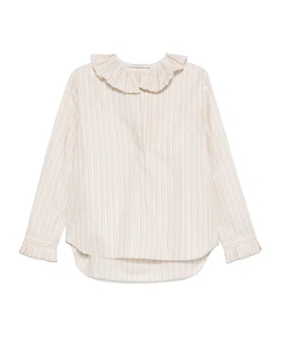 Philosophy Di Lorenzo Serafini Striped Shirt With Ruffles In Neutral