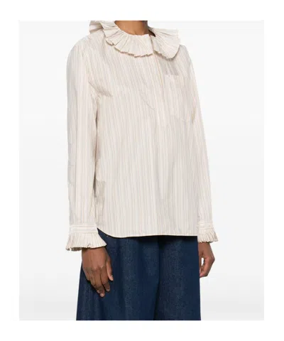 Philosophy Di Lorenzo Serafini Striped Shirt With Ruffles In Neutral