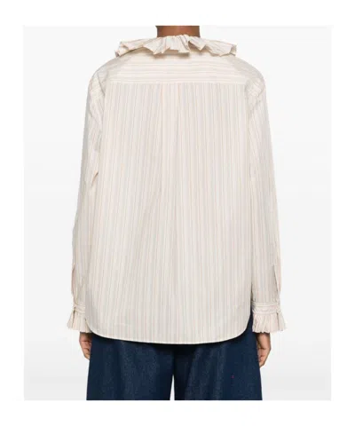 Philosophy Di Lorenzo Serafini Striped Shirt With Ruffles In Neutral