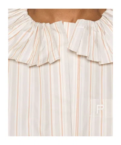 Philosophy Di Lorenzo Serafini Striped Shirt With Ruffles In Neutral