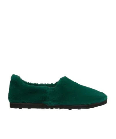 Marni Green Slip-on Loafer In Faux Fur