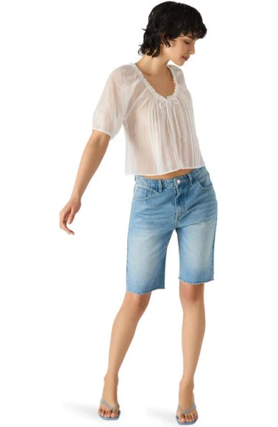 Steve Madden Lana Lace Pintuck Crop Top In White