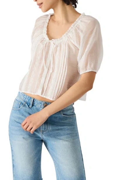 Steve Madden Lana Lace Pintuck Crop Top In White