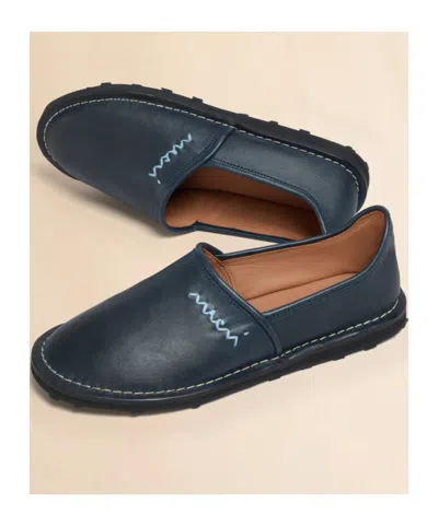 Marni Blue Leather Slip-on Loafer With  Symbol