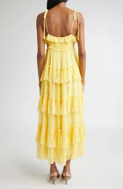 Cinq À Sept Painted Hydrangea Fadrid Maxi Dress In Yellow