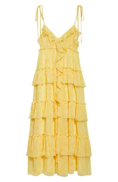 Cinq À Sept Painted Hydrangea Fadrid Maxi Dress In Yellow